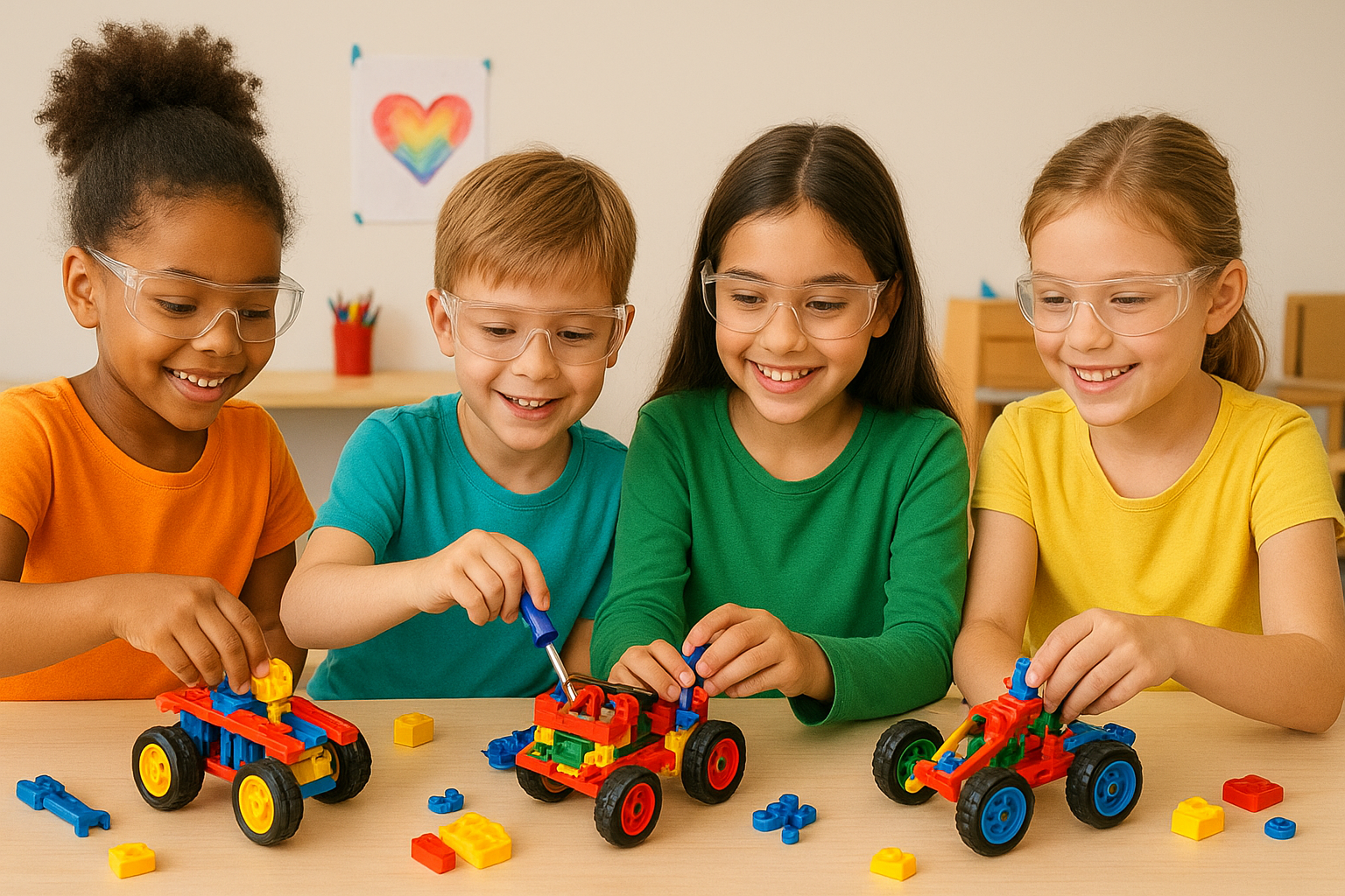 Young students working on STEM projects